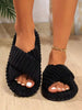 Fall/Winter Women's Cross Strap Slippers, Comfortable Indoor Fleece Slip-On House Slippers, Fashion Home Slippers For All Seasons,Fluffy Slippers