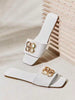 SHUZIA Fabulous Women's Chic Slide-In Off-White Square Toe Gold Decor Sexy Cute Comfortable Spring Summer Holiday Valentine Vacation Shoes