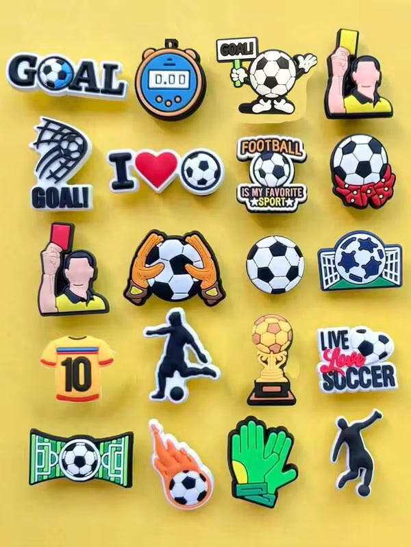 9/16/20PCS Football Sports Shoe Charms Set, PVC Shoe Decorations, Shoe Accessories, Gift Idea For Birthday Christmas Halloween Party Favors